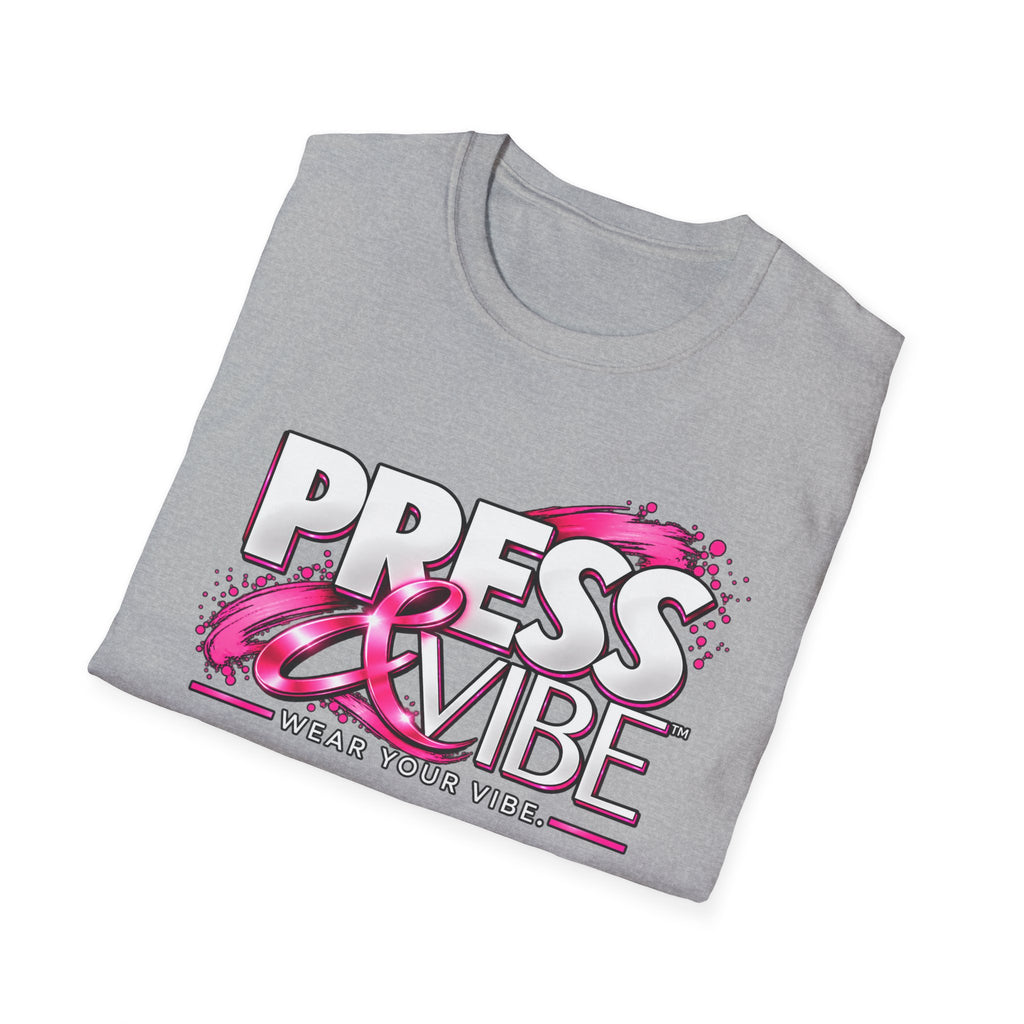 Press & Vibe Graphic T-Shirt — "Wear Your Vibe" Pink Brushstroke Design